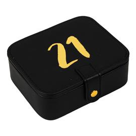 SIGNOGRAPHY BLACK LEATHERETTE & GOLD FOIL JEWELLERY BOX - 21