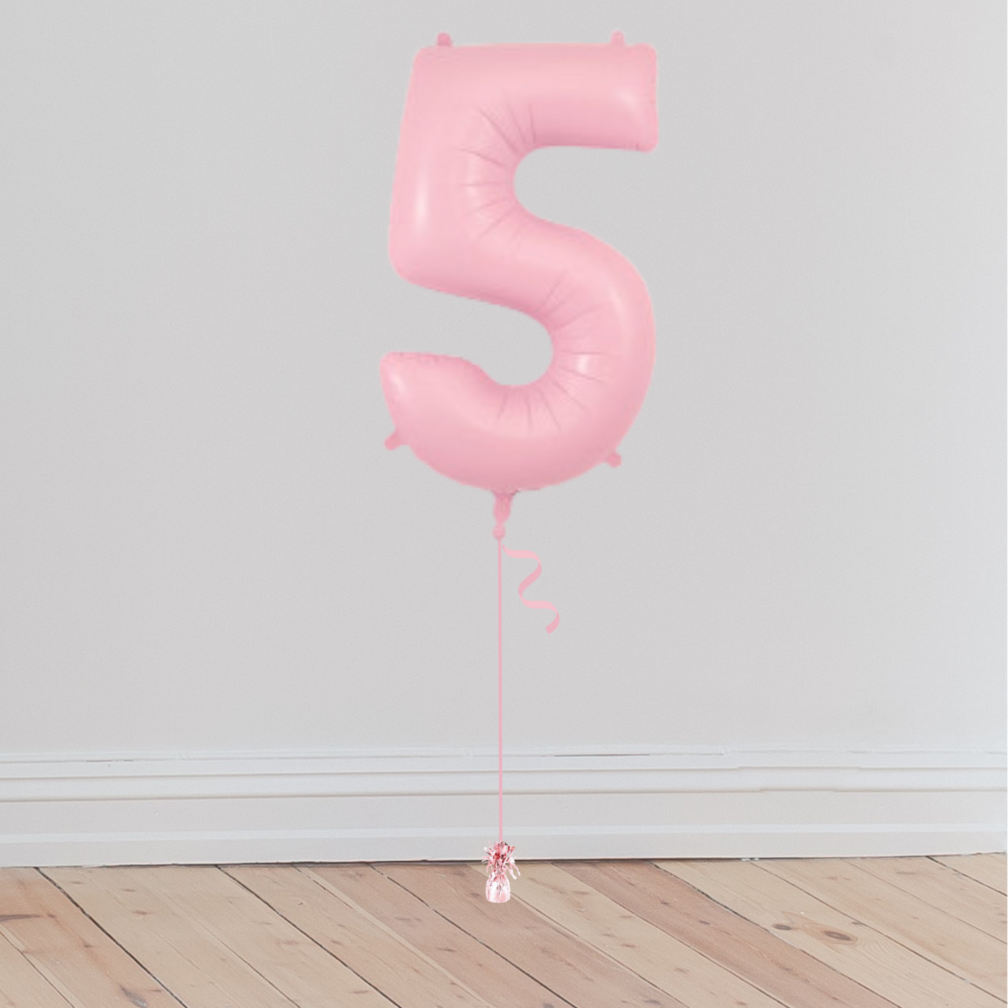<b> ONLINE EXCLUSIVE </b> <br>Giant Pastel Pink Number Balloon <br>(Inflated with Helium & Weight Included)