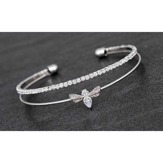 Honey Bee Crystal Platinum Plated Bangle | Presentimes