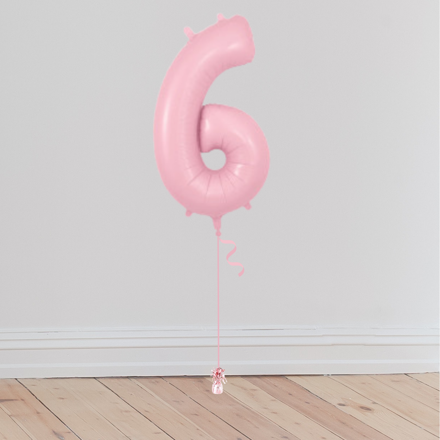 <b> ONLINE EXCLUSIVE </b> <br>Giant Pastel Pink Number Balloon <br>(Inflated with Helium & Weight Included)