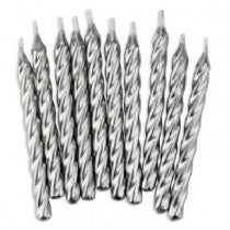 10PK SILVER SPIRAL CANDLES