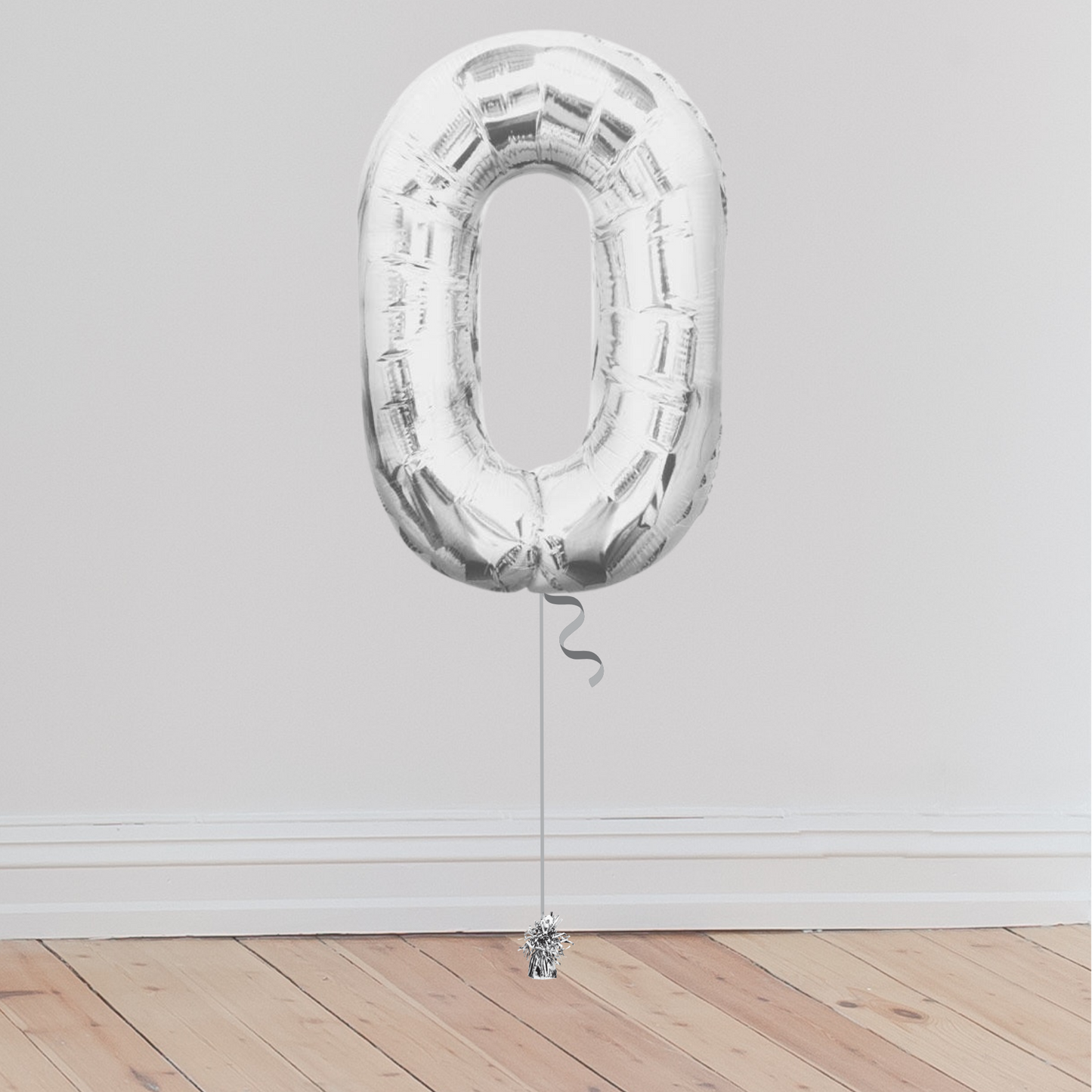Giant Silver Number Balloon <br>(Inflated with Helium & Weight Included)