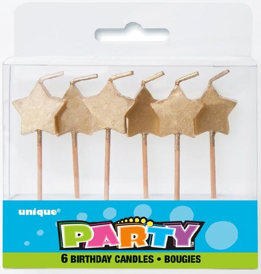 GOLD STAR PICK BIRTHDAY CANDLE