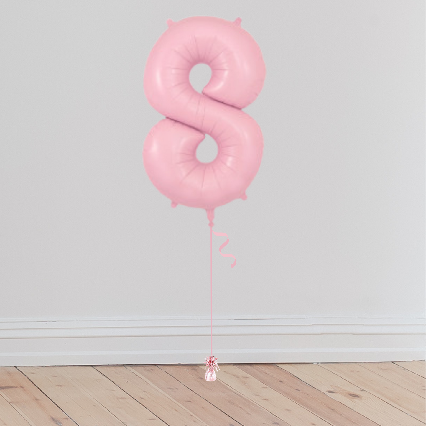 <b> ONLINE EXCLUSIVE </b> <br>Giant Pastel Pink Number Balloon <br>(Inflated with Helium & Weight Included)