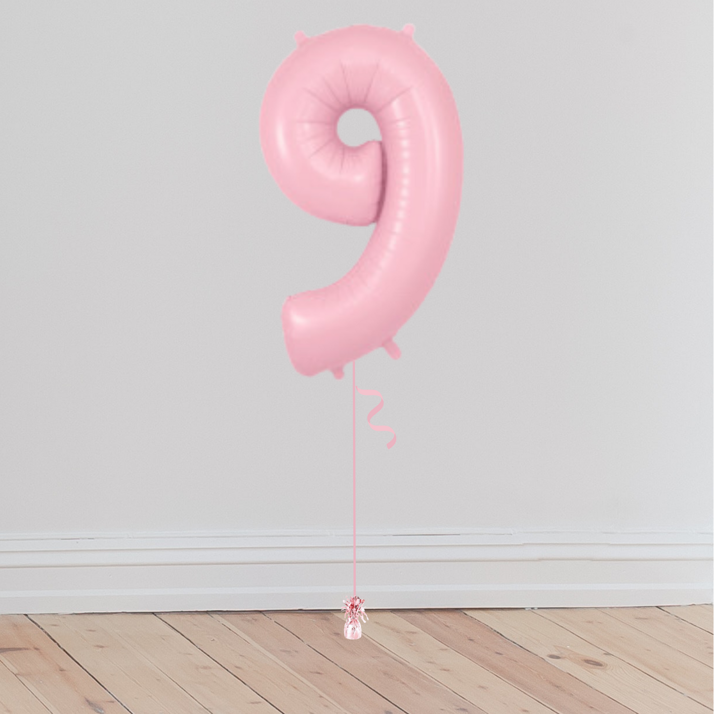 <b> ONLINE EXCLUSIVE </b> <br>Giant Pastel Pink Number Balloon <br>(Inflated with Helium & Weight Included)