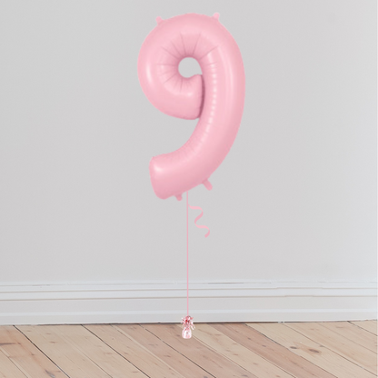 <b> ONLINE EXCLUSIVE </b> <br>Giant Pastel Pink Number Balloon <br>(Inflated with Helium & Weight Included)