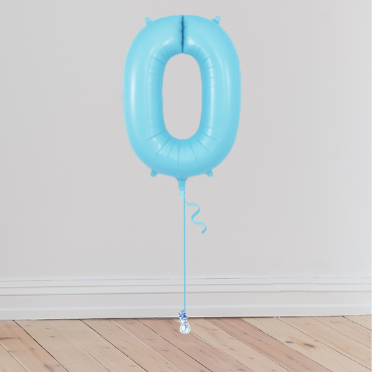 <b> ONLINE EXCLUSIVE </b> <br>Giant Pastel Blue Number Balloon <br>(Inflated with Helium & Weight Included)