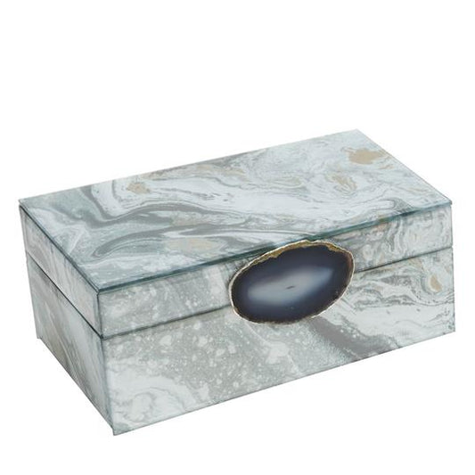 Marbled Glass Jewellery Box with Crystal Handle