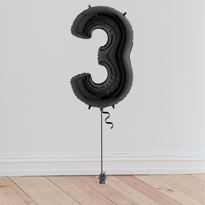 <b> ONLINE EXCLUSIVE </b> <br>Giant Black Number Balloon <br>(Inflated with Helium & Weight Included)