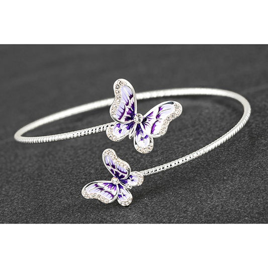 Handpainted Elegant Butterfly Bangle Purple