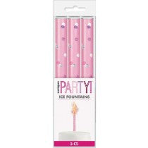 3PK PINK GLITZ ICE CAKE DECORATION