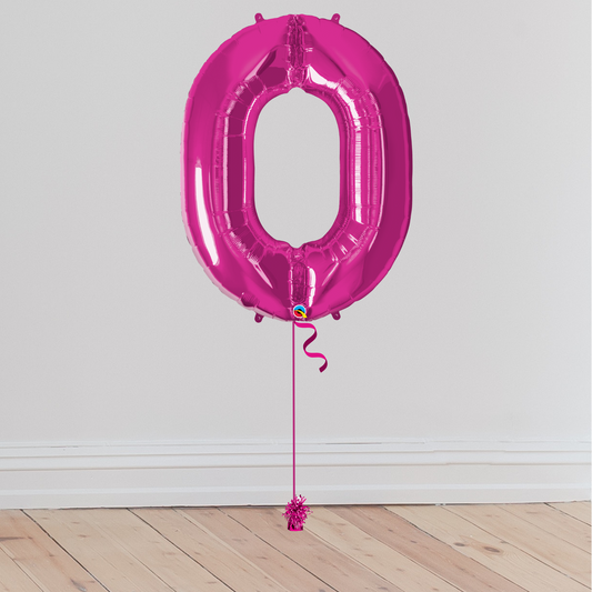 Giant Pink Number Balloon <br>(Inflated with Helium & Weight Included)