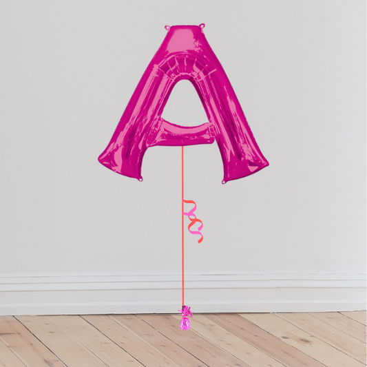 <b> ONLINE EXCLUSIVE </b> <br>Giant Pink Letter Balloon <br>(Inflated with Helium & Weight Included)