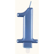 METALLIC BLUE NUMBER 1 BIRTHDAY CANDLE