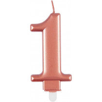 METALLIC ROSE GOLD NUMBER 1 BIRTHDAY CANDLE