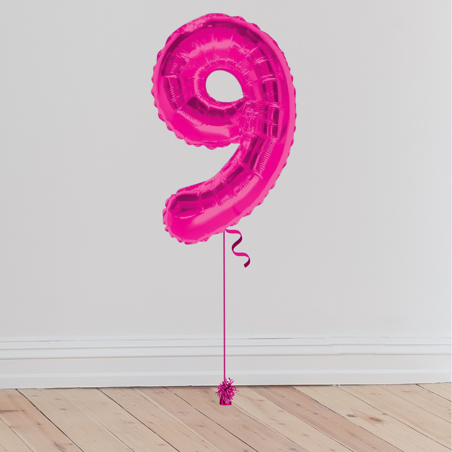 Giant Pink Number Balloon <br>(Inflated with Helium & Weight Included)