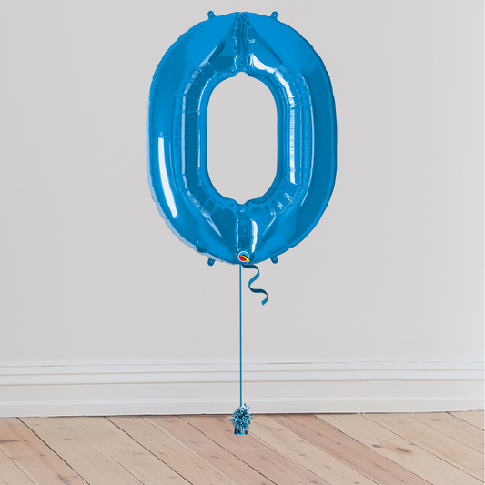 Giant Blue Number Balloon <br>(Inflated with Helium & Weight Included)