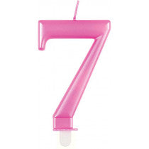 METALLIC PINK NUMBER 7 BIRTHDAY CANDLE
