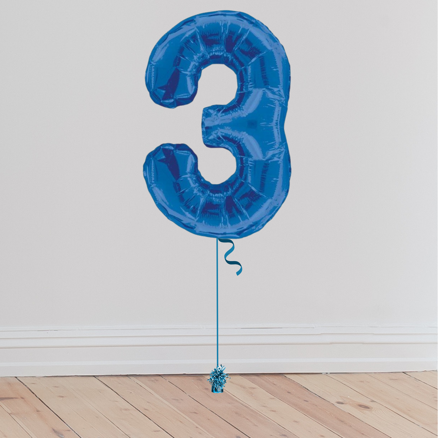 Giant Blue Number Balloon <br>(Inflated with Helium & Weight Included)