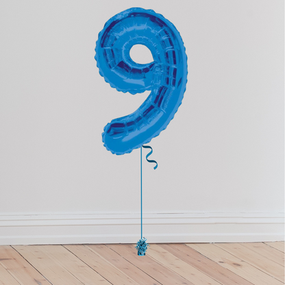 Giant Blue Number Balloon <br>(Inflated with Helium & Weight Included)