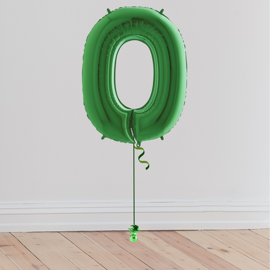<b> ONLINE EXCLUSIVE </b> <br>Giant Green Number Balloon <br>(Inflated with Helium & Weight Included)