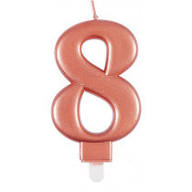METALLIC ROSE GOLD NUMBER 8 BIRTHDAY CANDLE