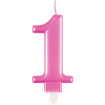 METALLIC PINK NUMBER 1 BIRTHDAY CANDLE