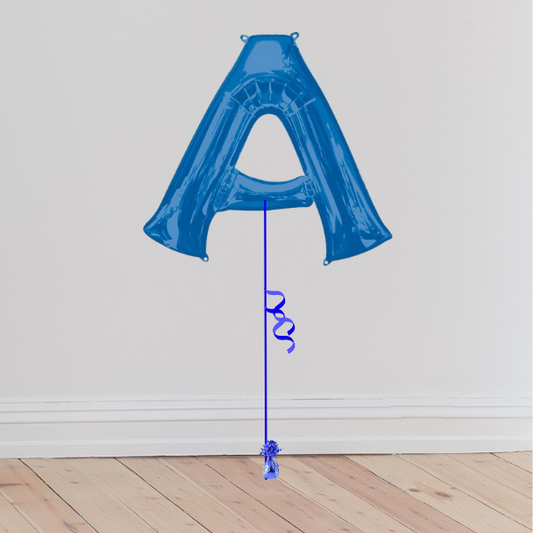 <b> ONLINE EXCLUSIVE </b> <br>Giant Blue Letter Balloon <br>(Inflated with Helium & Weight Included)