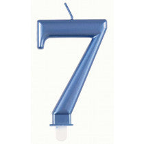 METALLIC BLUE NUMBER 7 BIRTHDAY CANDLE