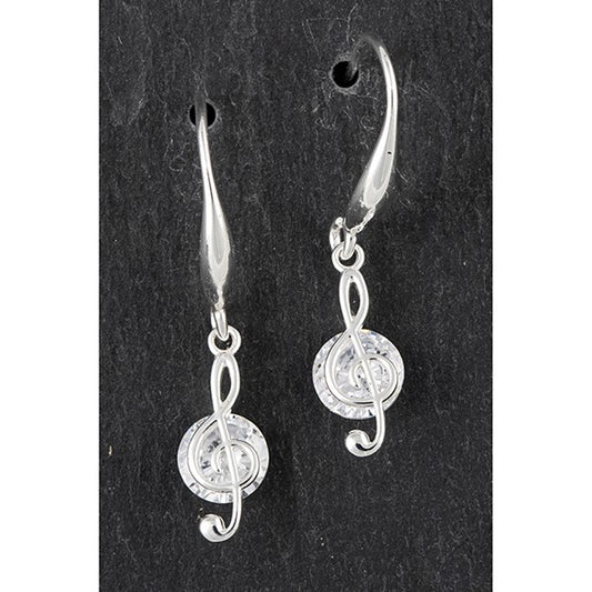 Music Collection Silver Plated Treble Clef Earrings