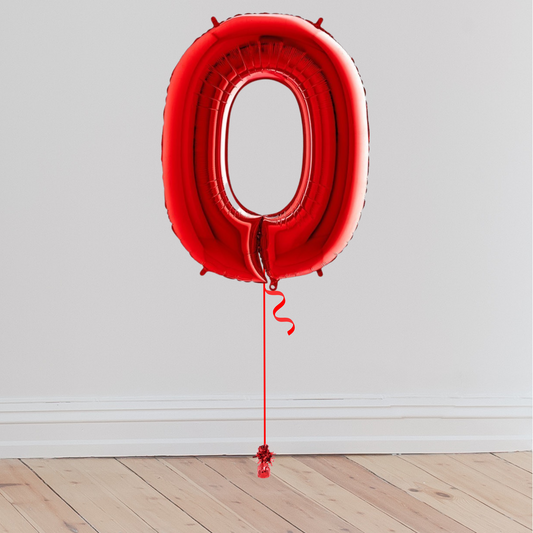 <b> ONLINE EXCLUSIVE </b> <br>Giant Red Number Balloon <br>(Inflated with Helium & Weight Included)