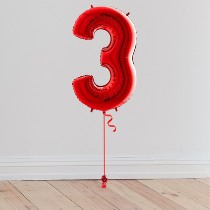 <b> ONLINE EXCLUSIVE </b> <br>Giant Red Number Balloon <br>(Inflated with Helium & Weight Included)