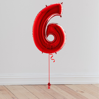 <b> ONLINE EXCLUSIVE </b> <br>Giant Red Number Balloon <br>(Inflated with Helium & Weight Included)