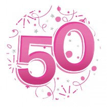 15CM AGE 50 FEMALE PARTY BADGE