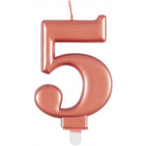 METALLIC ROSE GOLD NUMBER 5 BIRTHDAY CANDLE