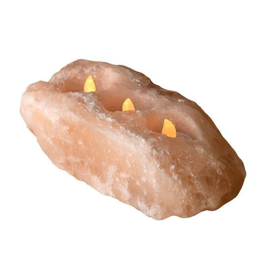 Hesita Global Artisan Rock Salt Triple Tealight Holder