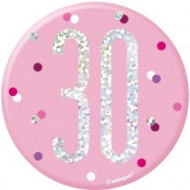 3IN PINK GLITZ 30 BADGE