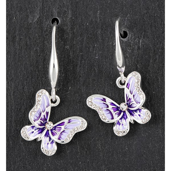 Handpainted Elegant Butterfly Earrings Purple