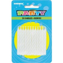 24PK WHITE SPIRAL BIRTHDAY CANDLES