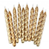 10PK GOLD SPIRAL CANDLES