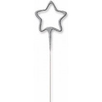 7IN STAR SHAPE SILVER GLITZ CAKE DECORATION