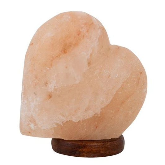 Hestia Heart Shaped Rock Salt Lamp with Wooden Base