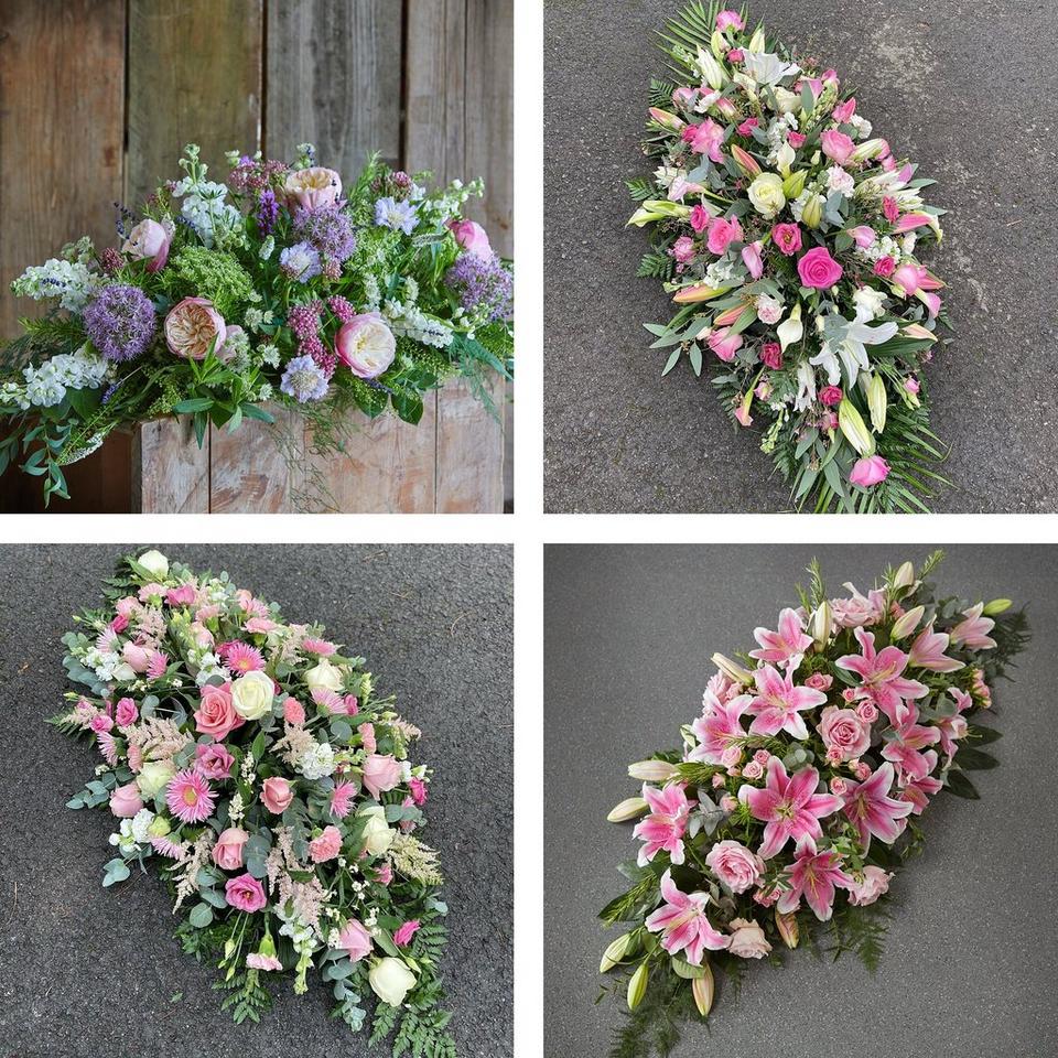 Casket spray tribute made with the finest flowers