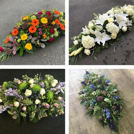 Casket spray tribute made with the finest flowers