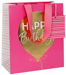 MEDIUM BIRTHDAY BALLOON PINK GIFT BAG