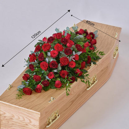 Rose and Carnation Casket Spray - Red