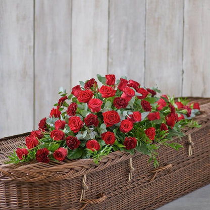 Rose and Carnation Casket Spray - Red