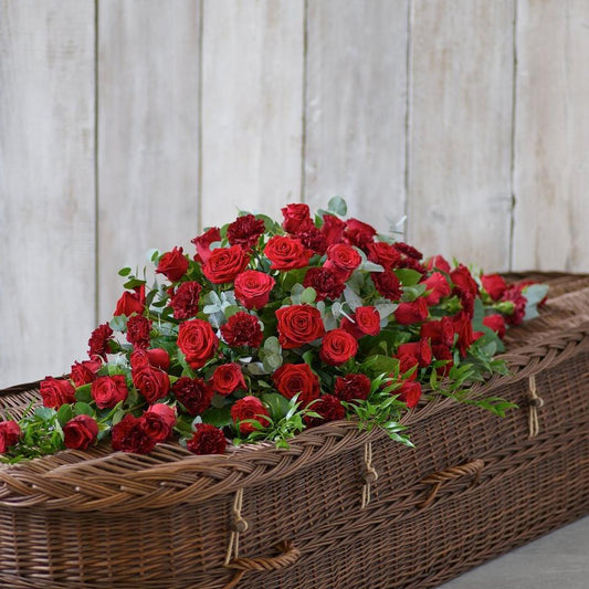 Rose and Carnation Casket Spray - Red