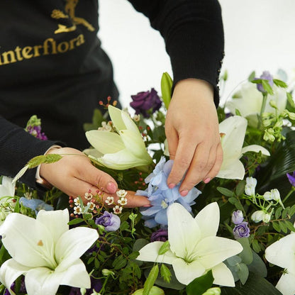 Blue and White Casket Spray