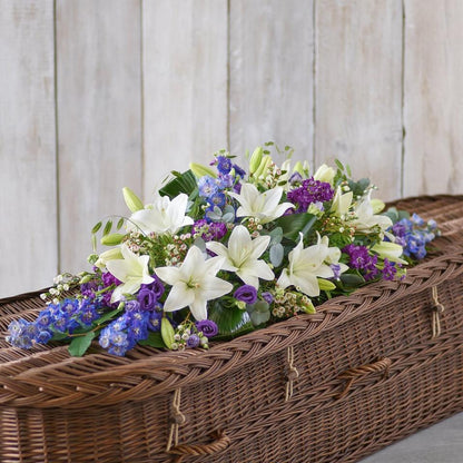 Blue and White Casket Spray